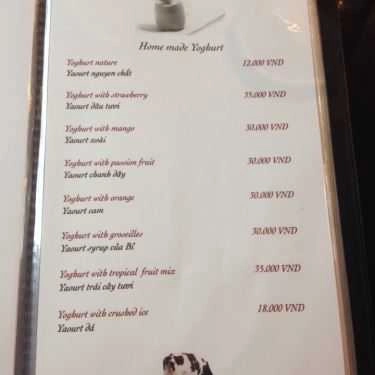 Thực đơn- Cafe Sweet Delight - Tôn Đức Thắng