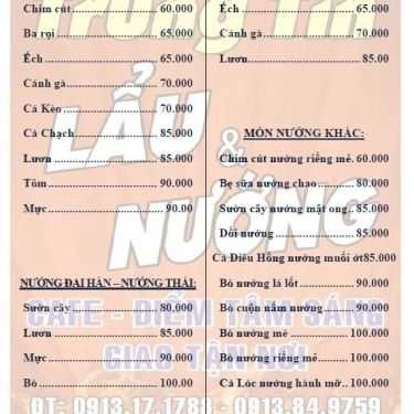 Thực đơn- Quán Nhậu Ẩm Thực Quán Trung Tín - Hải Sản Tươi Sống