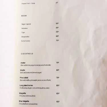 Thực đơn- Atelier Bistro & Cafe