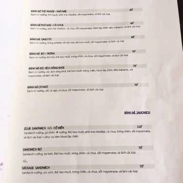 Thực đơn- Atelier Bistro & Cafe