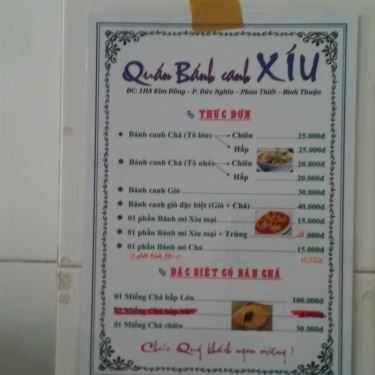 Thực đơn- Quán Ăn Bánh Canh Xíu