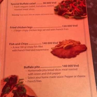 Thực đơn- Nhà Hàng Buffalo Steak - Nguyễn Đình Chiểu