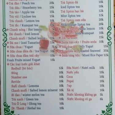 Thực đơn- Hưng Tài - Cafe, Giải Khát & Nước Ép Trái Cây