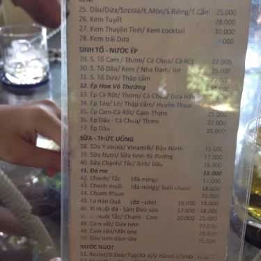 Thực đơn- Huyền Thoại Cafe