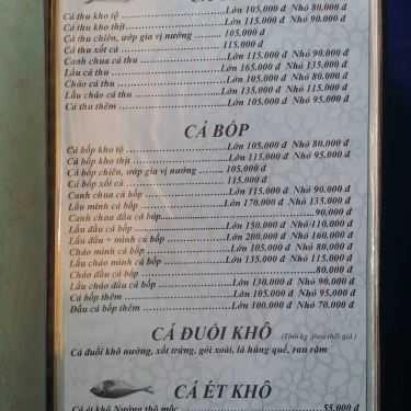 Thực đơn- Sóng Biển - Cafe & Nhà Hàng