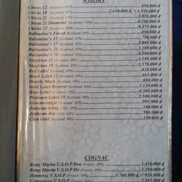 Thực đơn- Sóng Biển - Cafe & Nhà Hàng