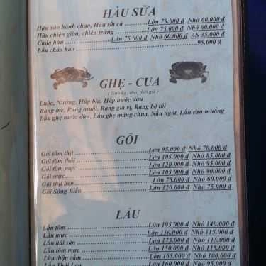 Thực đơn- Sóng Biển - Cafe & Nhà Hàng