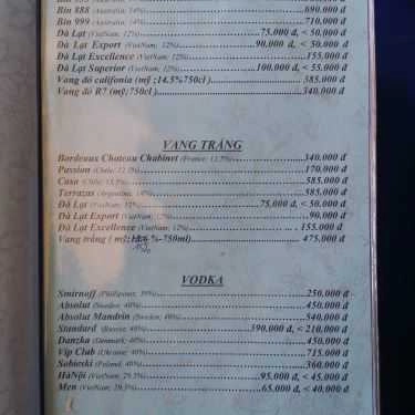 Thực đơn- Sóng Biển - Cafe & Nhà Hàng