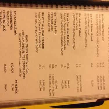 Thực đơn- Nhà Hàng Hoa Viên Brauhaus - Phan Thiết
