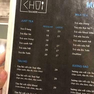 Thực đơn- Cafe Chòi Tea & More