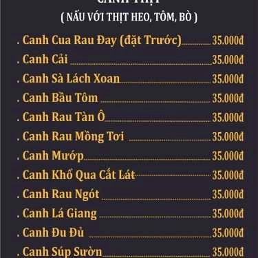 Thực đơn- Quán Ăn Cơm Niêu Panda