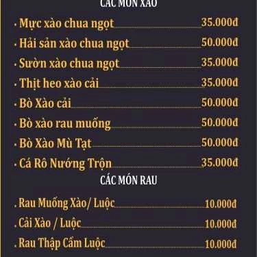 Thực đơn- Quán Ăn Cơm Niêu Panda