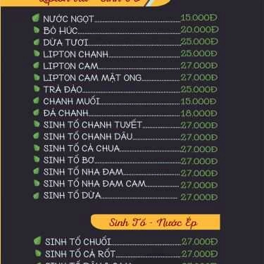 Thực đơn- Quán Ăn Cơm Niêu Panda