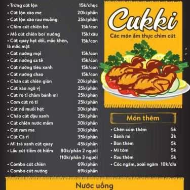 Thực đơn- Quán Ăn Cukki - Các Món Ẩm Thực Chim Cút