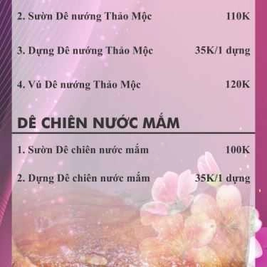 Thực đơn- Quán Nhậu Dê Thảo Mộc