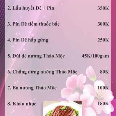 Thực đơn- Quán Nhậu Dê Thảo Mộc
