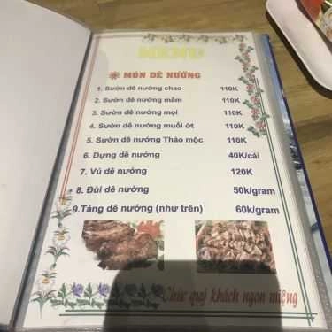 Thực đơn- Quán Nhậu Dê Thảo Mộc