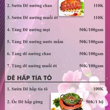 Thực đơn- Quán Nhậu Dê Thảo Mộc