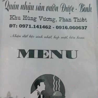 Thực đơn- Được Bình - Quán Nhậu Sân Vườn