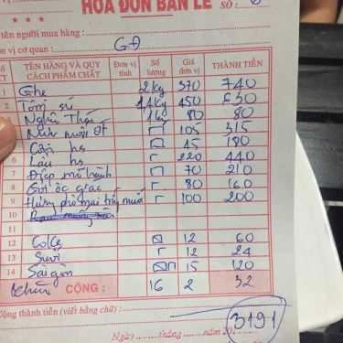 Thực đơn- Quán Ăn Gia Đình - Hải Sản Bình Dân
