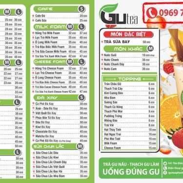 Thực đơn- Cafe Gutea - Tôn Đức Thắng