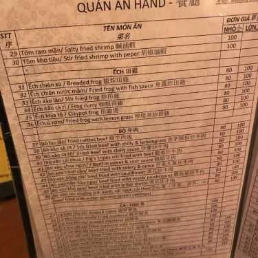 Thực đơn- Nhà Hàng Hand Restaurant