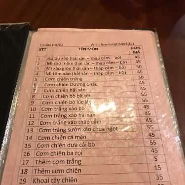 Thực đơn- Nhà Hàng Hand Restaurant