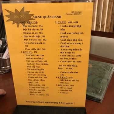 Thực đơn- Nhà Hàng Hand Restaurant