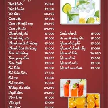 Thực đơn- Hoa Sữa Cafe