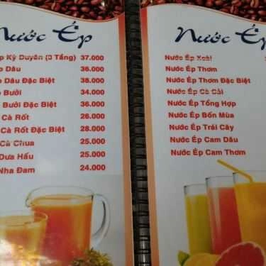Thực đơn- Kỳ Duyên - Cafe Nhạc