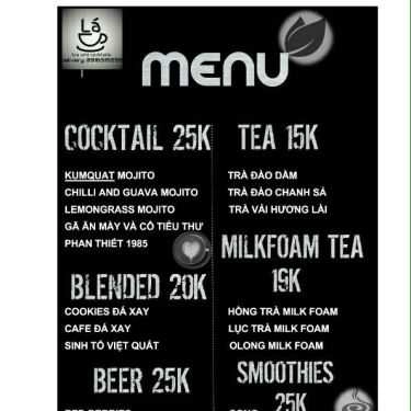 Thực đơn- Cafe Lá Tea & Cocktail