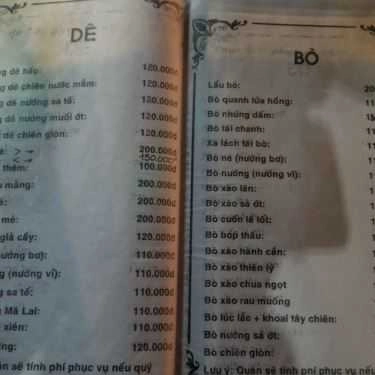 Thực đơn- Quán Ăn Lẩu Dê Hiền 1