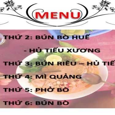 Thực đơn- Quán Ăn Lục Hiệp - Điểm Tâm Sáng