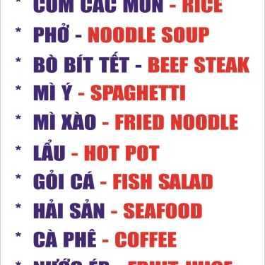 Thực đơn- Quán Ăn Mai Sơn Quán - Cơm Việt Nam & Hải Sản Tươi Sống