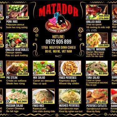 Thực đơn- Nhà Hàng Matador - Restaurant, Grill Bar & Food