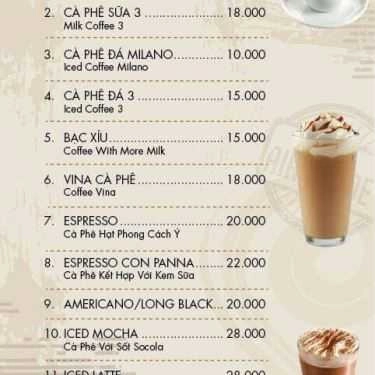Thực đơn- Milano Coffee - Huỳnh Tấn Phát