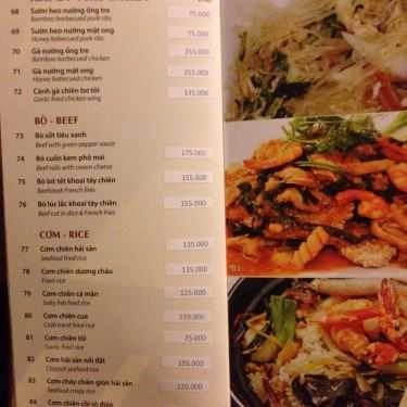 Thực đơn- Ngọc Sương Mũi Né - Nhà Hàng Hải Sản
