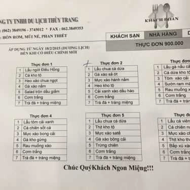 Thực đơn- Nhà Hàng Bãi Thùy Trang 1 - Ẩm Thực Việt