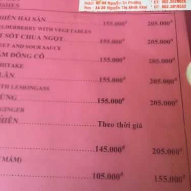 Thực đơn- Nhà Hàng - Khách Sạn Kim Sơn Lầu