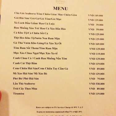 Thực đơn- Nhà Hàng Seahorse Bistro