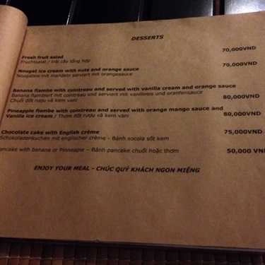 Thực đơn- Nhà Hàng Ocean Restaurant - Nguyễn Đình Chiểu