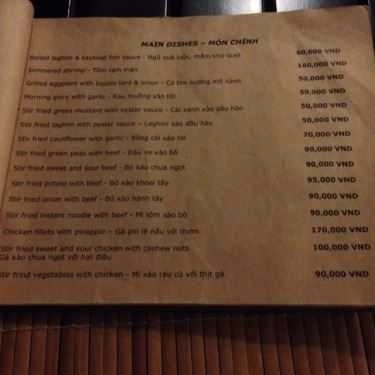 Thực đơn- Nhà Hàng Ocean Restaurant - Nguyễn Đình Chiểu