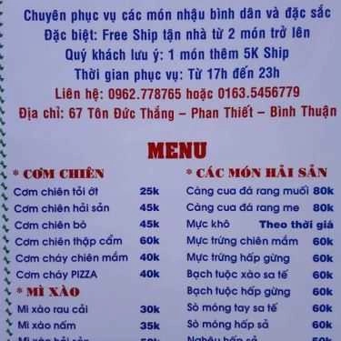 Thực đơn- Phan Thiết Ship  - Quán Nhậu Bình Dân