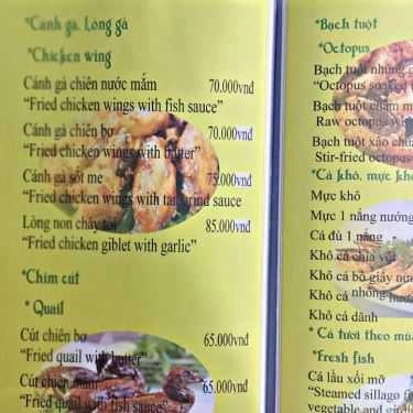 Thực đơn- Quán Ăn Song Ngư - Lẩu, Nướng & Hải Sản