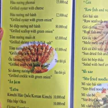 Thực đơn- Quán Ăn Song Ngư - Lẩu, Nướng & Hải Sản