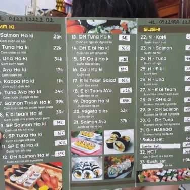 Thực đơn- Quán Ăn Sushi Keiko