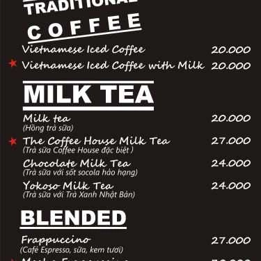 Thực đơn- The Coffee House