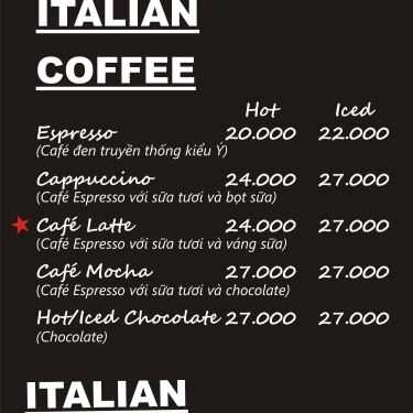 Thực đơn- The Coffee House