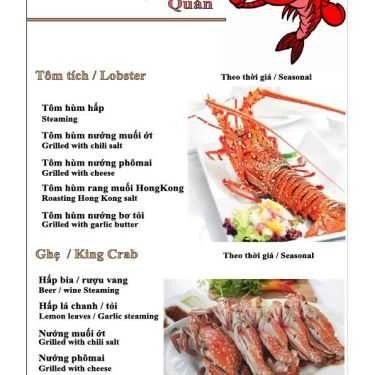 Thực đơn- Quán Ăn Thuyền Quán - Hải Sản Tươi Sống