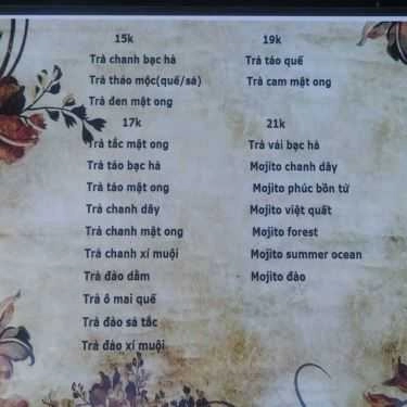 Thực đơn- Cafe Trà Oái